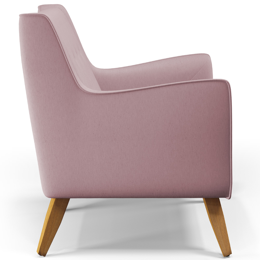 Poltrona Decorativa com Pés de Madeira Taroba D02 Veludo Rosê C-305 - Lyam Decor