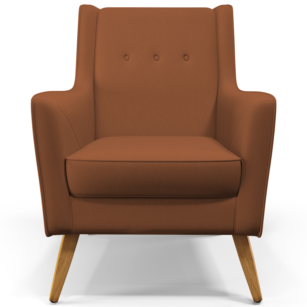 Poltrona Decorativa com Pés de Madeira Taroba D02 Veludo Telha C-262 - Lyam Decor