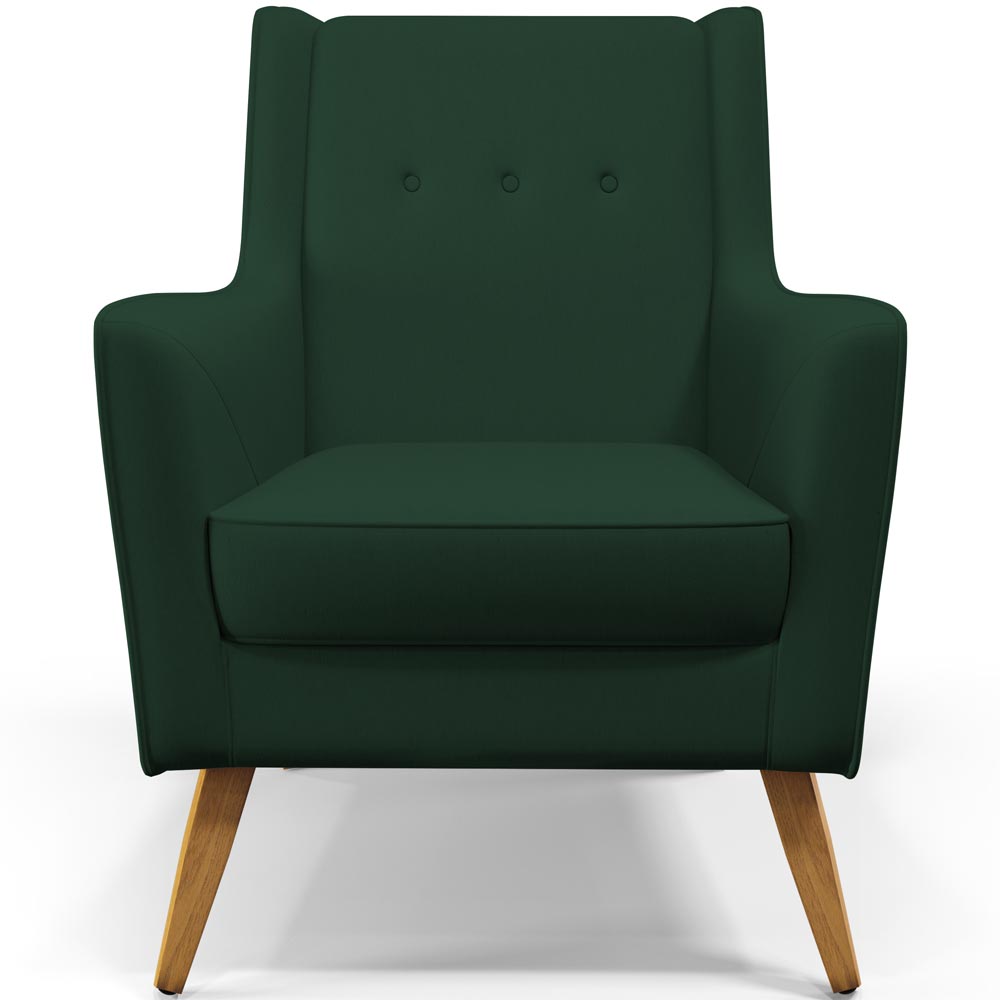 Poltrona Decorativa com Pés de Madeira Taroba D02 Veludo Verde Musgo C-303 - Lyam Decor