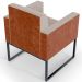Poltrona Decorativa para Sala Base fixa de Metal Helô L02 Linho Bege Couríssimo Camel - Lyam Decor