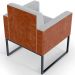 Poltrona Decorativa para Sala Base fixa de Metal Helô L02 Linho Cinza Couríssimo Camel - Lyam Decor
