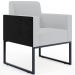 Poltrona Decorativa para Sala Base fixa de Metal Helô L02 Linho Cinza Couríssimo Preto - Lyam Decor