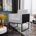 Poltrona Decorativa para Sala Base fixa de Metal Helô L02 Linho Cinza Couríssimo Preto - Lyam Decor