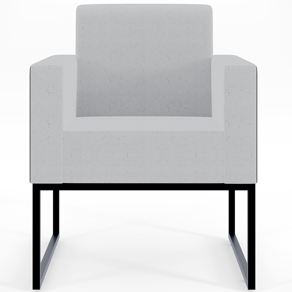 Poltrona Decorativa para Sala Base fixa de Metal Helô L02 Linho Cinza Couríssimo Preto - Lyam Decor