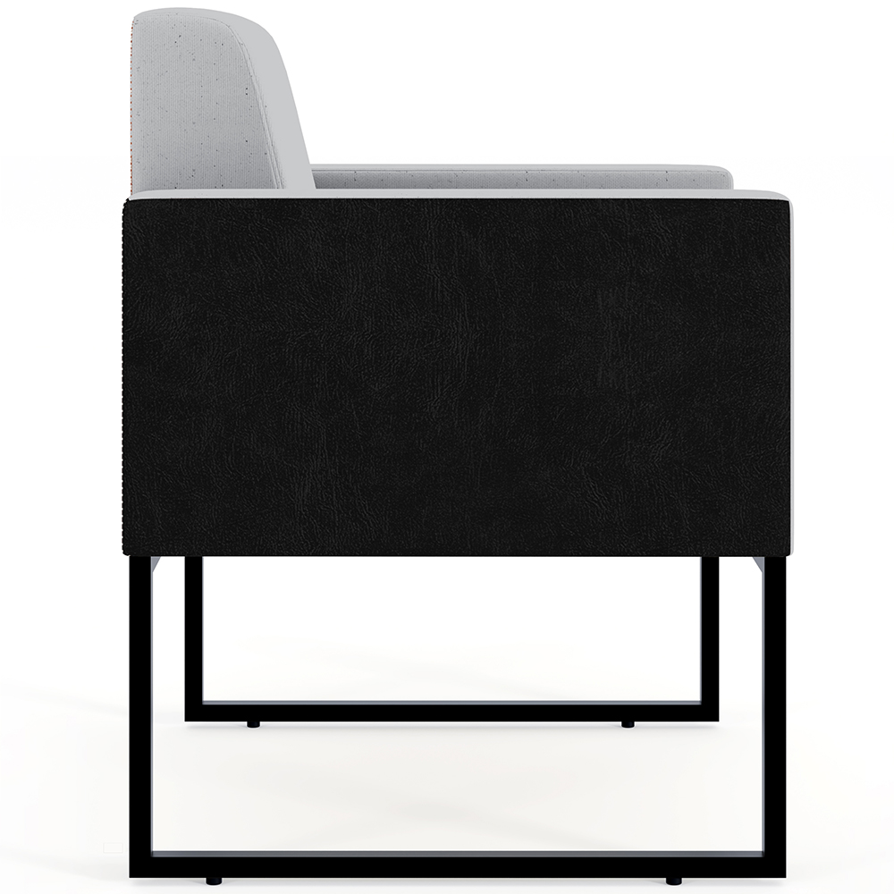 Poltrona Decorativa para Sala Base fixa de Metal Helô L02 Linho Cinza Couríssimo Preto - Lyam Decor