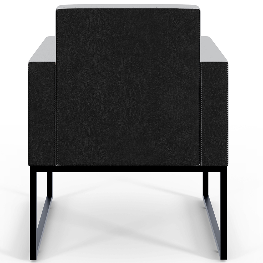 Poltrona Decorativa para Sala Base fixa de Metal Helô L02 Linho Cinza Couríssimo Preto - Lyam Decor