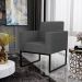 Poltrona Decorativa para Sala E Recepção Base Fixa De Metal Helô L02 Linho Cinza Escuro - Lyam Decor