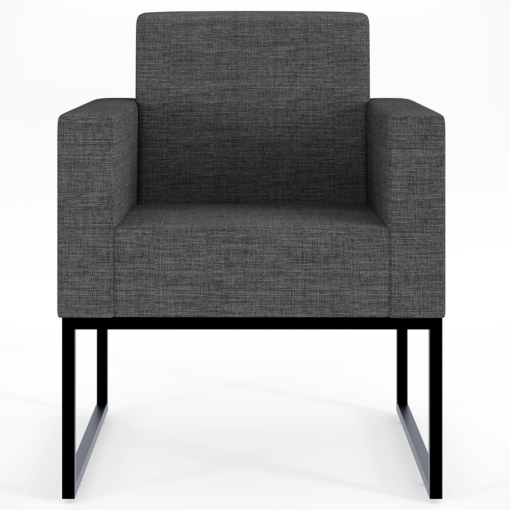 Poltrona Decorativa para Sala E Recepção Base Fixa De Metal Helô L02 Linho Cinza Escuro - Lyam Decor