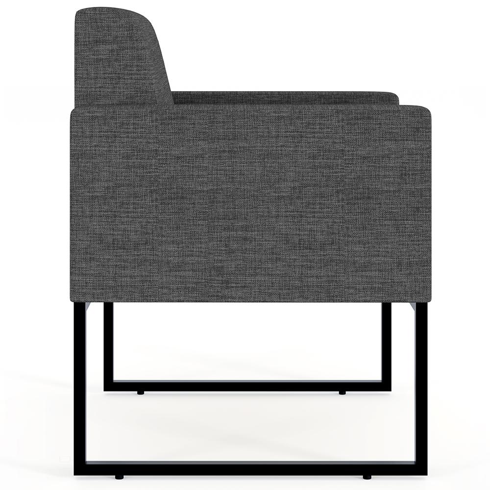Poltrona Decorativa para Sala E Recepção Base Fixa De Metal Helô L02 Linho Cinza Escuro - Lyam Decor