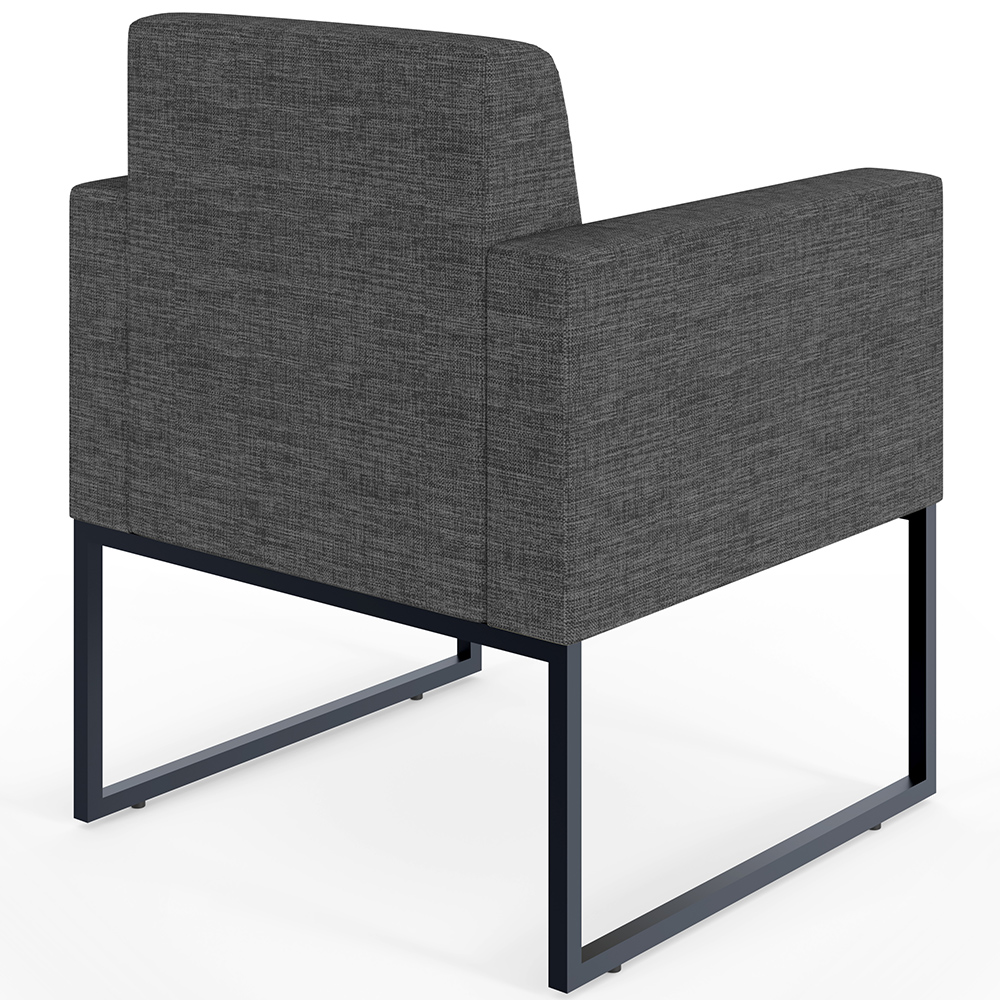Poltrona Decorativa para Sala E Recepção Base Fixa De Metal Helô L02 Linho Cinza Escuro - Lyam Decor