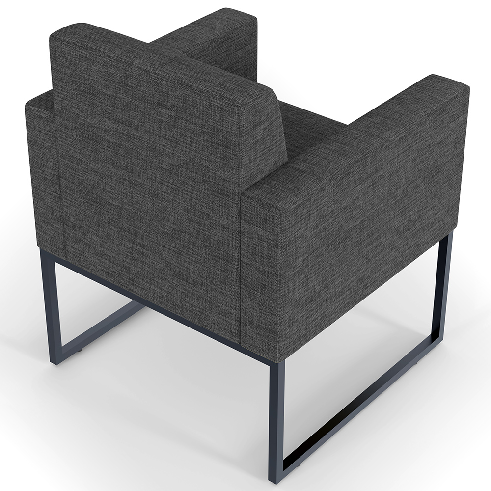 Poltrona Decorativa para Sala E Recepção Base Fixa De Metal Helô L02 Linho Cinza Escuro - Lyam Decor