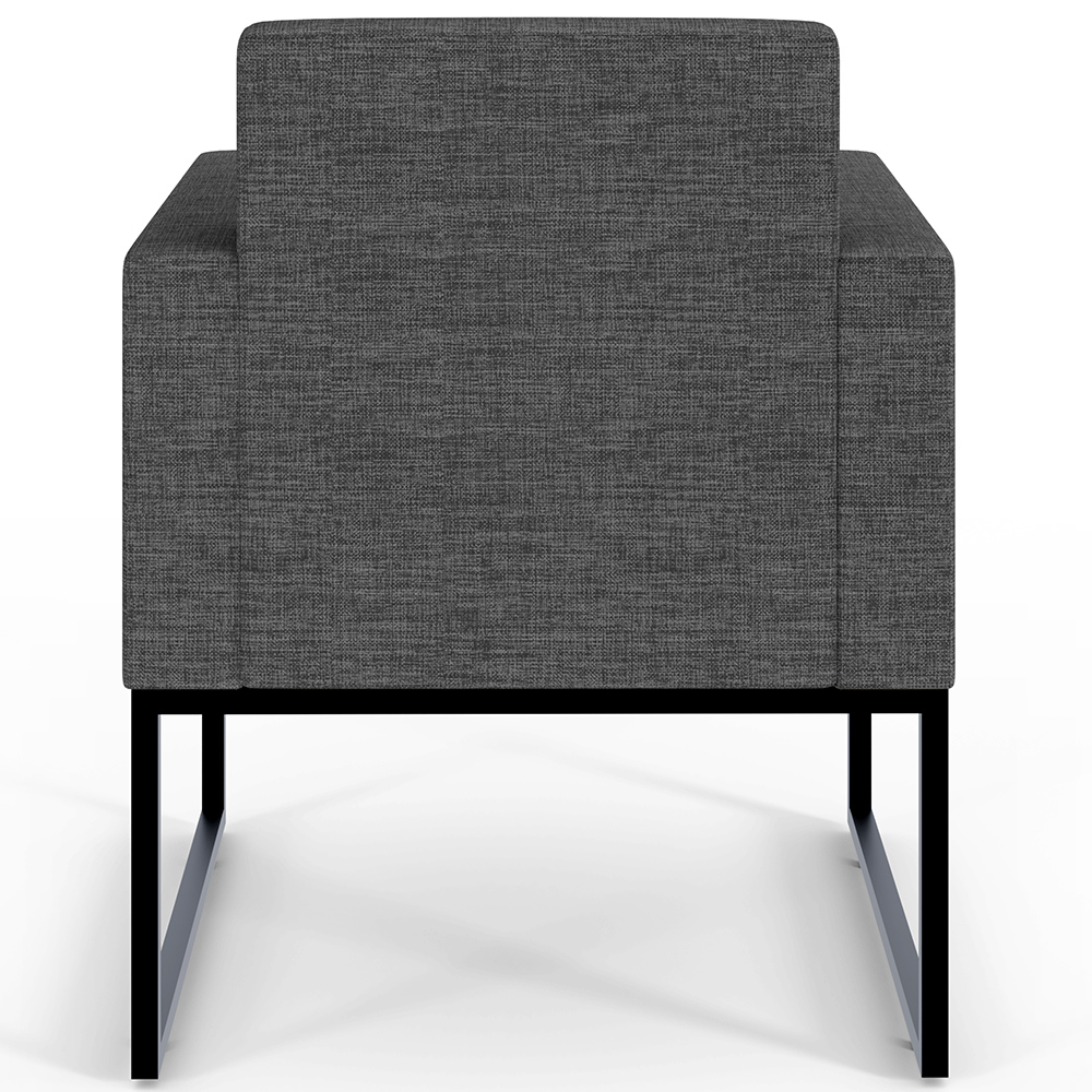 Poltrona Decorativa para Sala E Recepção Base Fixa De Metal Helô L02 Linho Cinza Escuro - Lyam Decor