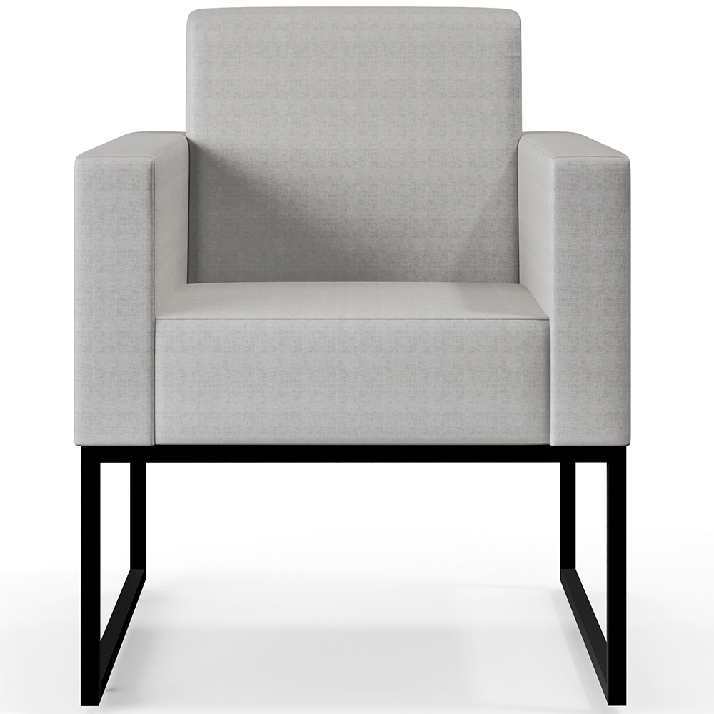 Poltrona Para Sala De Estar Base Fixa De Metal Helô L02 Facto Cinza Metalizado - Lyam Decor