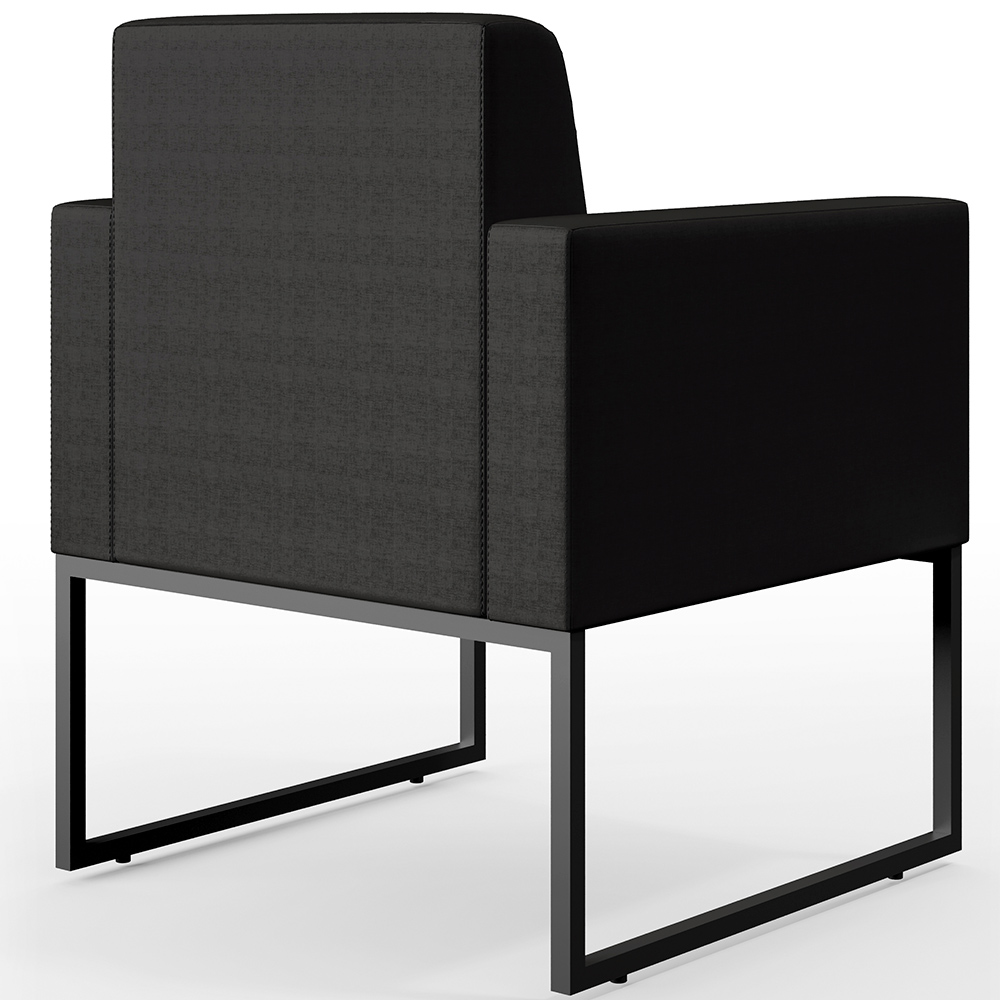 Poltrona Para Sala De Estar Base Fixa De Metal Helô L02 Facto Preto Metalizado - Lyam Decor