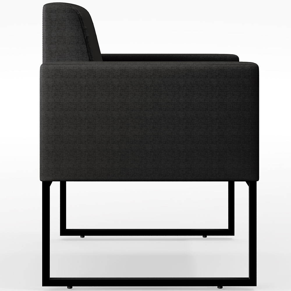 Poltrona Para Sala De Estar Base Fixa De Metal Helô L02 Facto Preto Metalizado - Lyam Decor