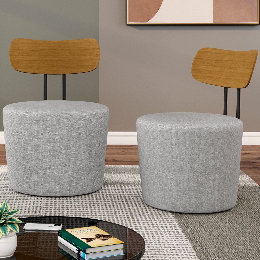 Poltrona Para Sala De Estar Decorativa Base Fixa Luara M03 Linho Cinza - Lyam Decor