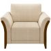 Poltrona Para Sala De Estar Decorativa Base Fixa Stefan M03 Linho Bege - Lyam Decor