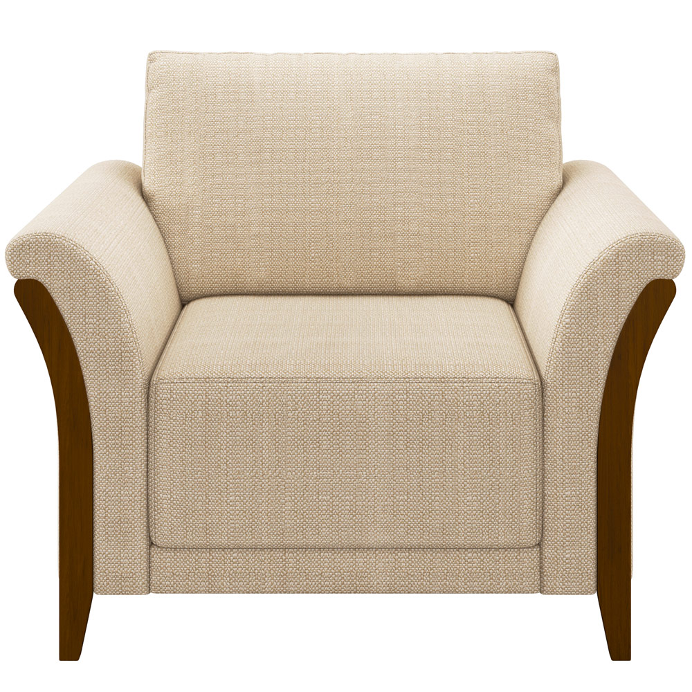 Poltrona Para Sala De Estar Decorativa Base Fixa Stefan M03 Linho Bege - Lyam Decor