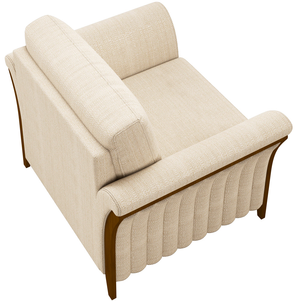 Poltrona Para Sala De Estar Decorativa Base Fixa Stefan M03 Linho Bege - Lyam Decor