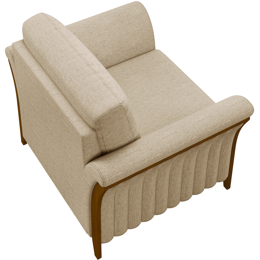 Poltrona Para Sala De Estar Decorativa Base Fixa Stefan M03 Linho Bege Escuro - Lyam Decor