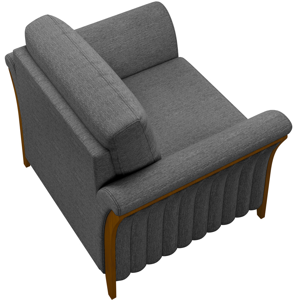 Poltrona Para Sala De Estar Decorativa Base Fixa Stefan M03 Linho Chumbo - Lyam Decor