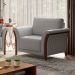Poltrona Para Sala De Estar Decorativa Base Fixa Stefan M03 Linho Cinza - Lyam Decor