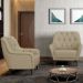 Poltrona Para Sala De Estar Decorativa Com Tachas Base Fixa Blenda M03 Linho Bege Escuro - Lyam Decor