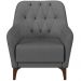 Poltrona Para Sala De Estar Decorativa Com Tachas Base Fixa Blenda M03 Linho Chumbo - Lyam Decor