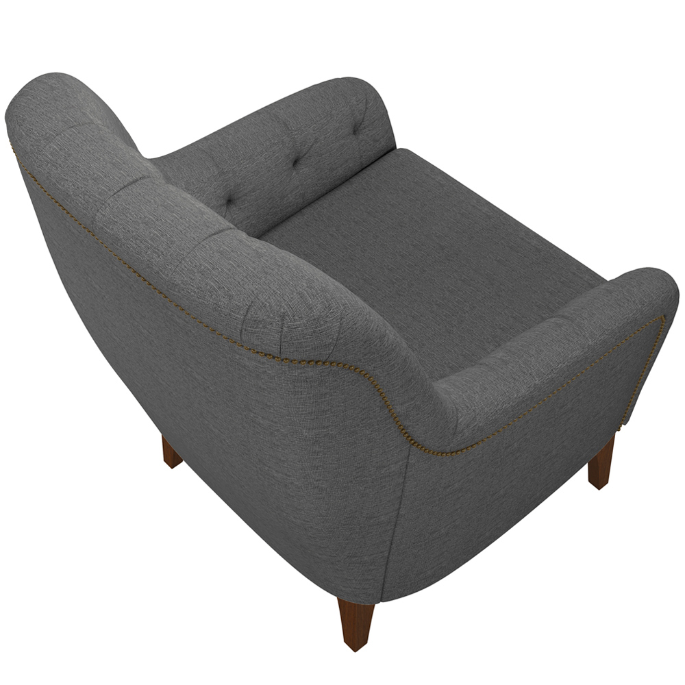 Poltrona Para Sala De Estar Decorativa Com Tachas Base Fixa Blenda M03 Linho Chumbo - Lyam Decor