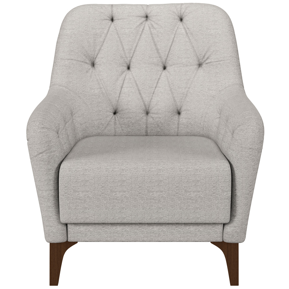 Poltrona Para Sala De Estar Decorativa Com Tachas Base Fixa Blenda M03 Linho Cinza - Lyam Decor