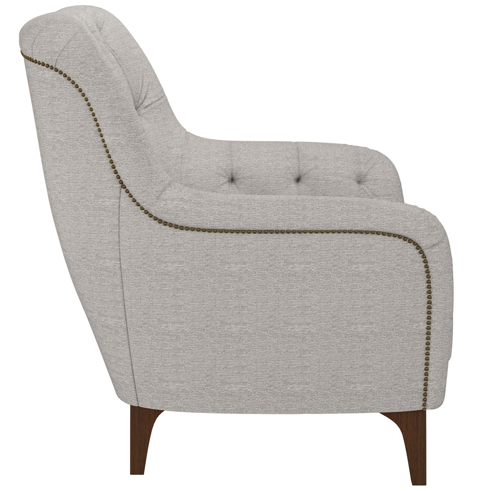 Poltrona Para Sala De Estar Decorativa Com Tachas Base Fixa Blenda M03 Linho Cinza - Lyam Decor