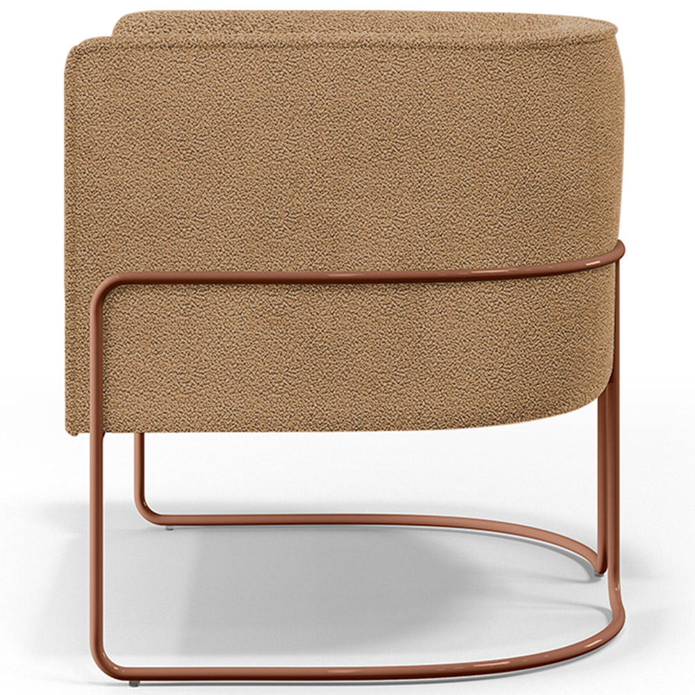 Poltrona Para Sala De Estar Decorativa Fixa Base Aço New Cobre Betina D02 Bouclê Mostarda - Lyam Decor