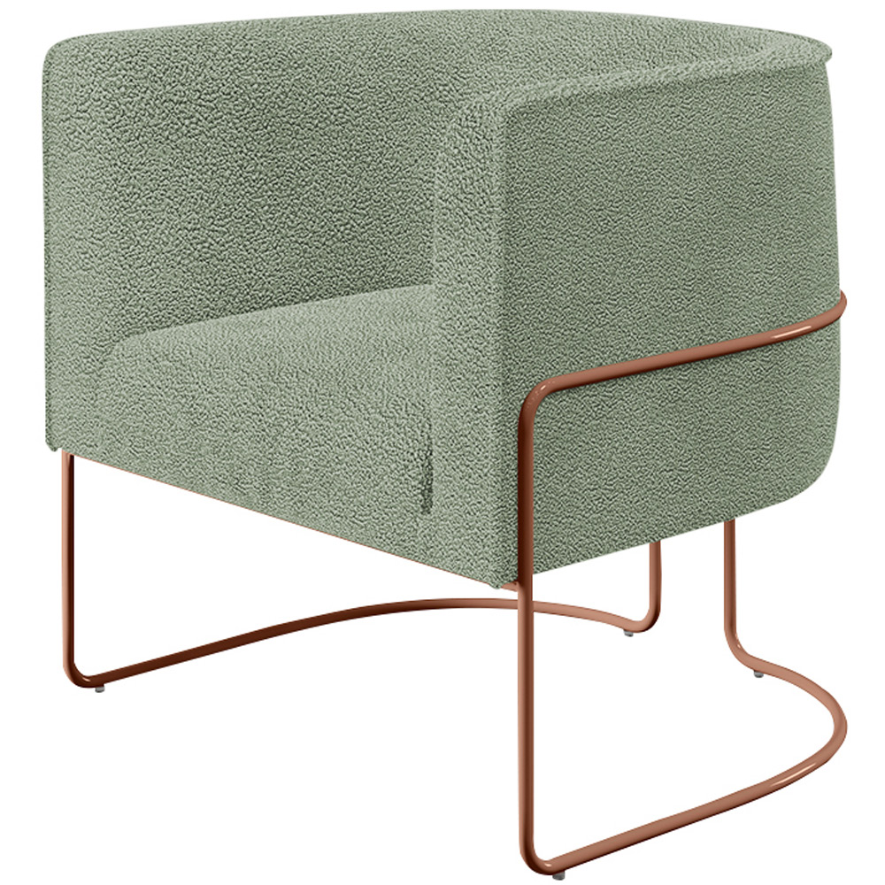 Poltrona Para Sala De Estar Decorativa Fixa Base Aço New Cobre Betina D02 Bouclê Oliva - Lyam Decor