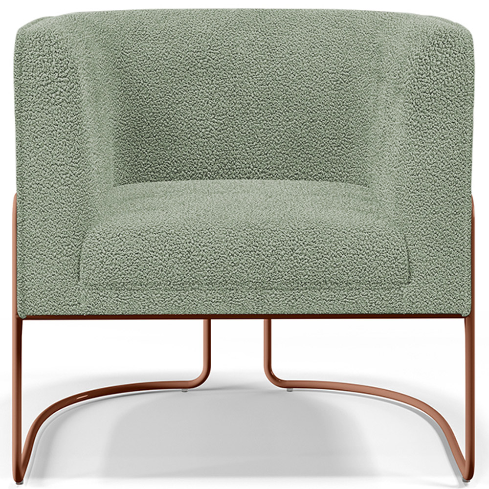 Poltrona Para Sala De Estar Decorativa Fixa Base Aço New Cobre Betina D02 Bouclê Oliva - Lyam Decor