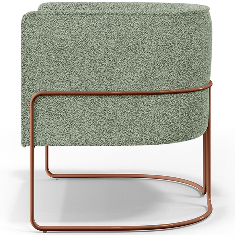 Poltrona Para Sala De Estar Decorativa Fixa Base Aço New Cobre Betina D02 Bouclê Oliva - Lyam Decor
