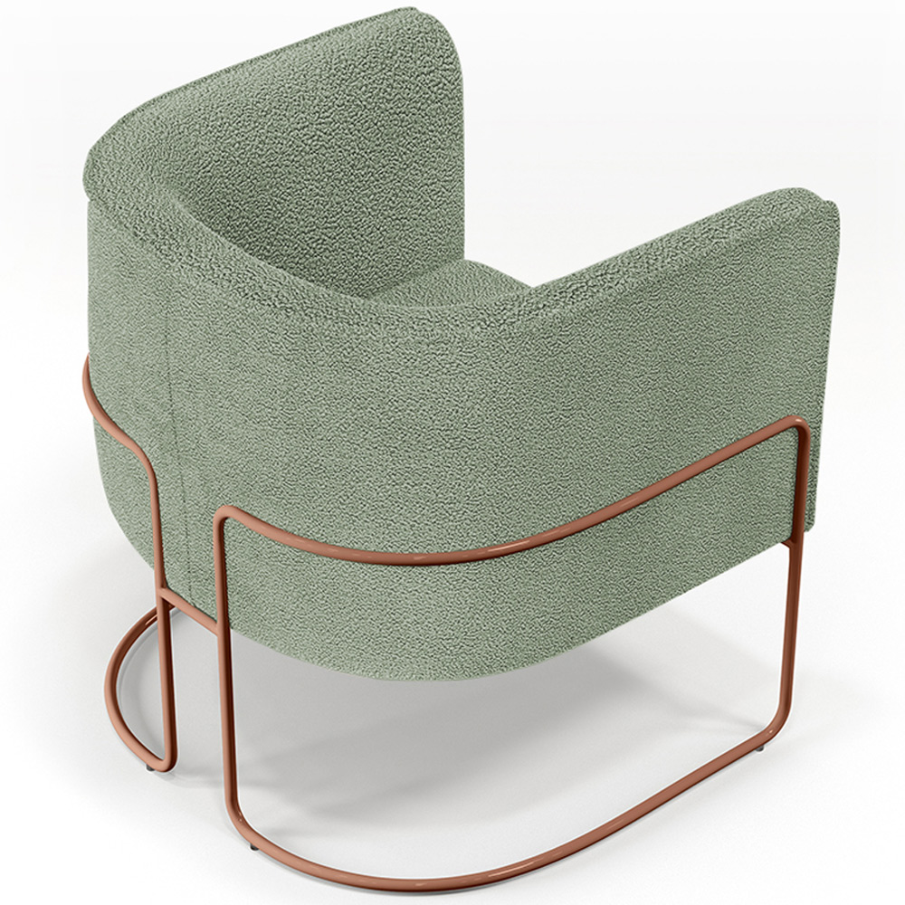 Poltrona Para Sala De Estar Decorativa Fixa Base Aço New Cobre Betina D02 Bouclê Oliva - Lyam Decor