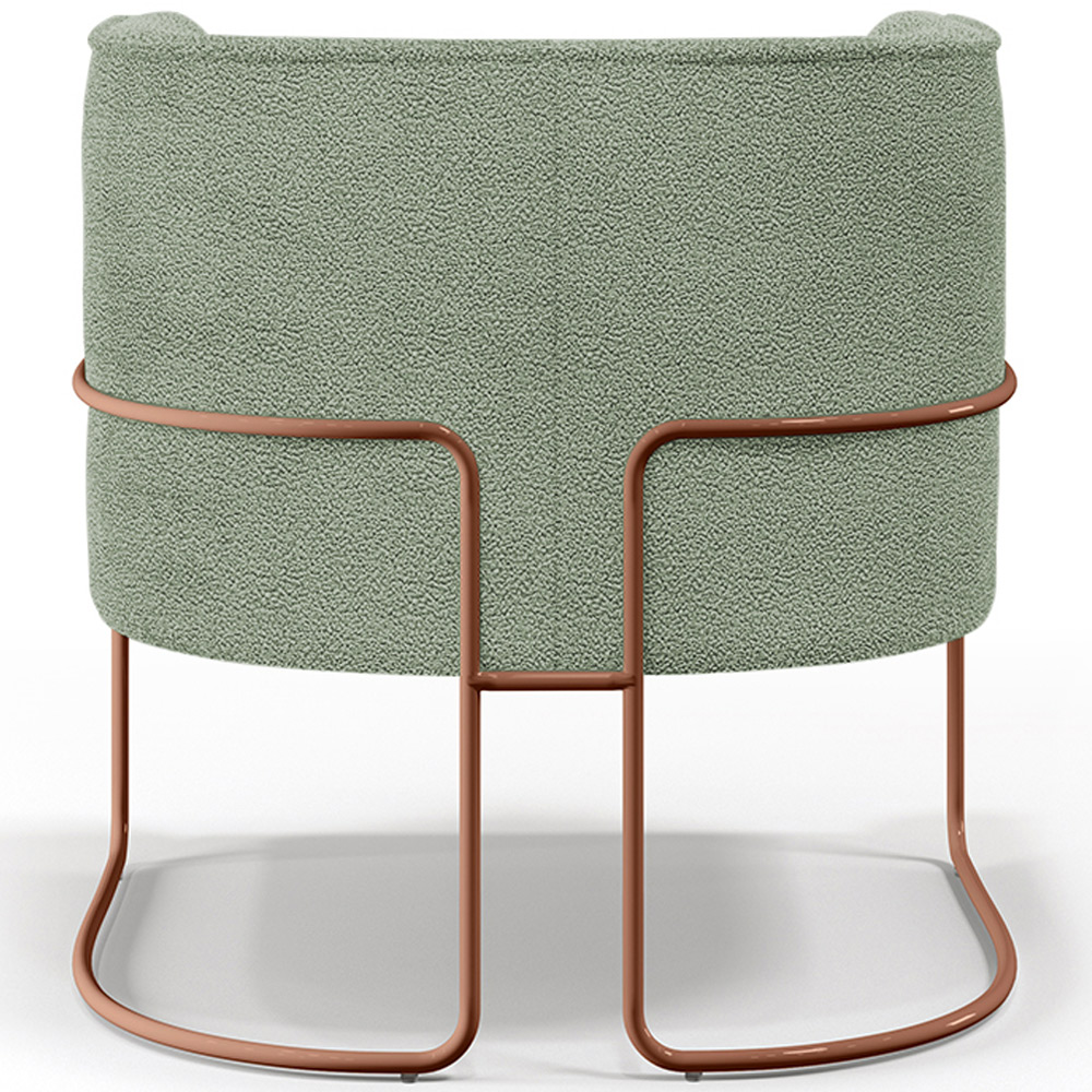 Poltrona Para Sala De Estar Decorativa Fixa Base Aço New Cobre Betina D02 Bouclê Oliva - Lyam Decor