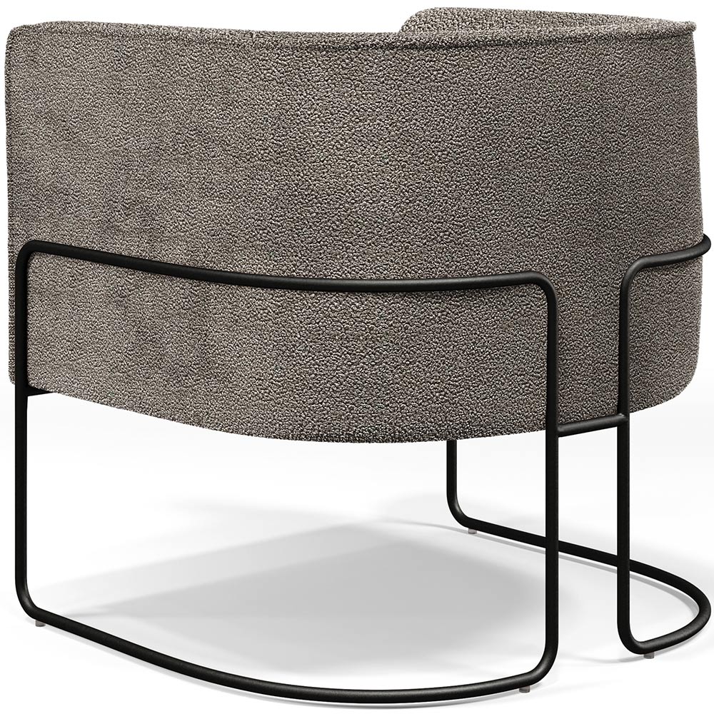 Poltrona Para Sala De Estar Decorativa Fixa Base Aço Preto Betina D02 Bouclê Bege - Lyam Decor