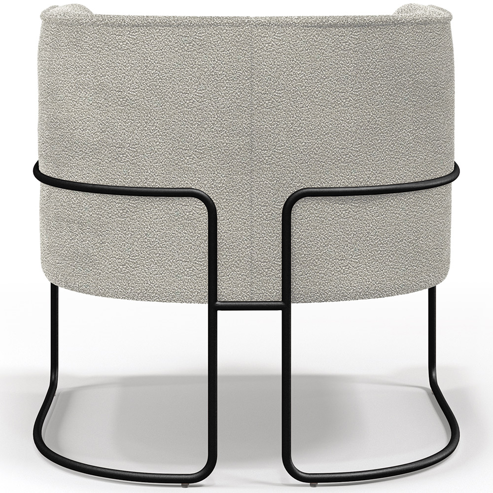 Poltrona Para Sala De Estar Decorativa Fixa Base Aço Preto Betina D02 Bouclê Creme - Lyam Decor