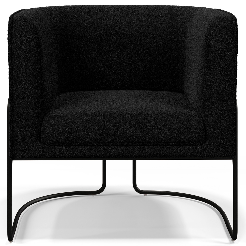 Poltrona Para Sala De Estar Decorativa Fixa Base Aço Preto Betina D02 Bouclê Preto - Lyam Decor