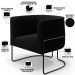 Poltrona Para Sala De Estar Decorativa Fixa Base Aço Preto Betina D02 Bouclê Preto - Lyam Decor