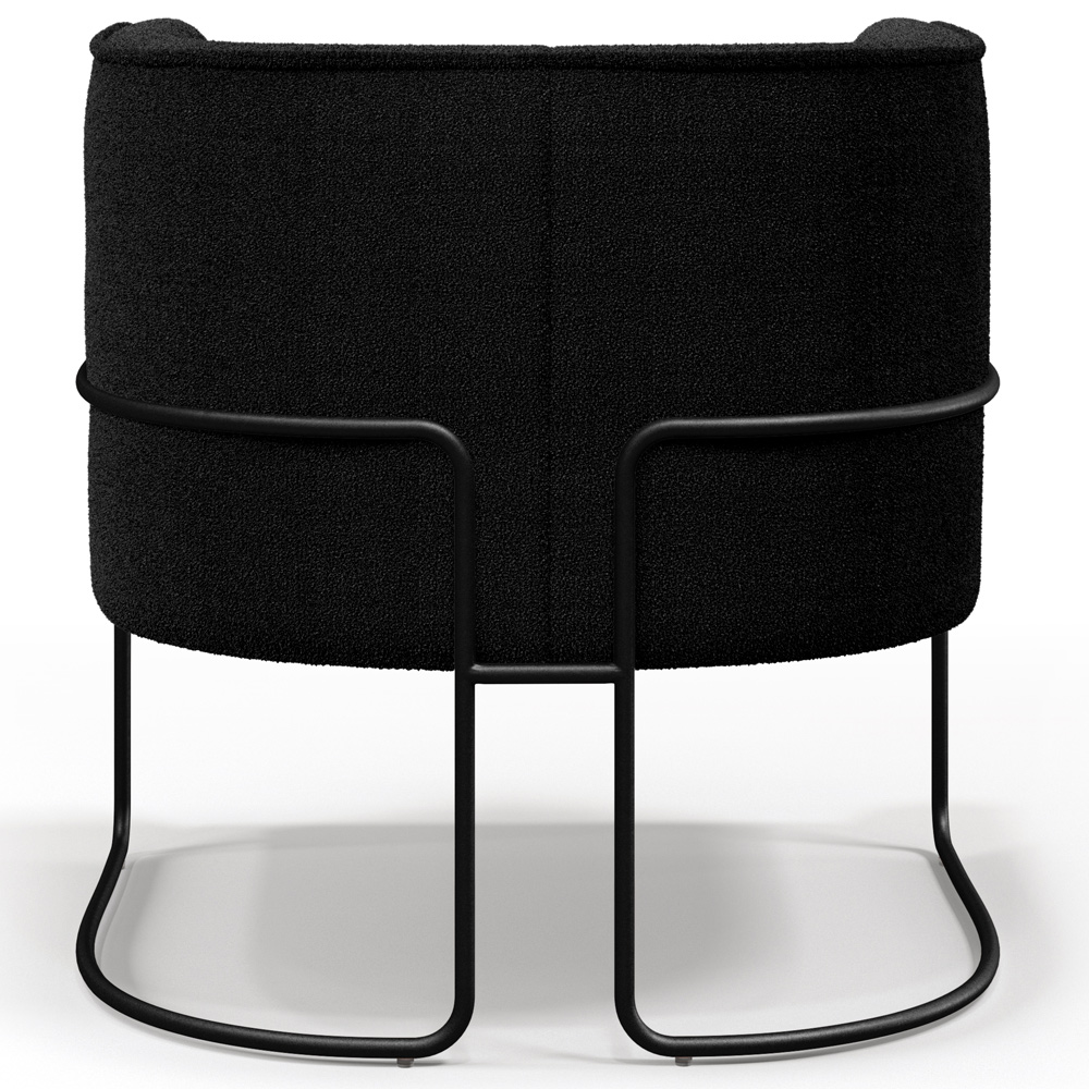 Poltrona Para Sala De Estar Decorativa Fixa Base Aço Preto Betina D02 Bouclê Preto - Lyam Decor
