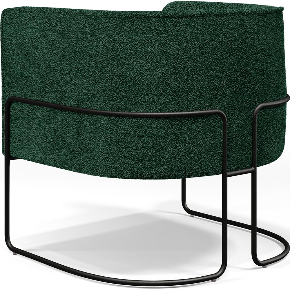 Poltrona Para Sala De Estar Decorativa Fixa Base Aço Preto Betina D02 Bouclê Verde - Lyam Decor