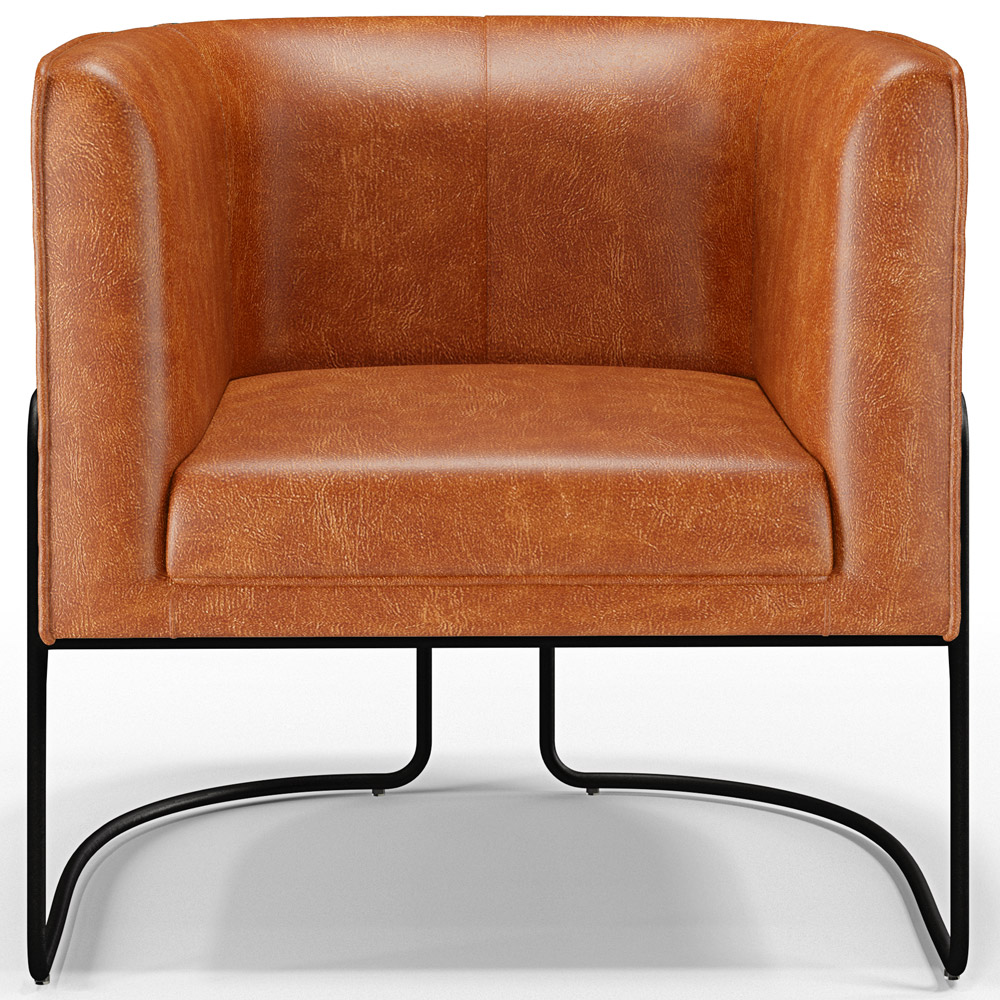 Poltrona Para Sala De Estar Decorativa Fixa Base Aço Preto Betina D02 Couríssimo Camel - Lyam