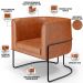 Poltrona Para Sala De Estar Decorativa Fixa Base Aço Preto Betina D02 Couríssimo Camel - Lyam