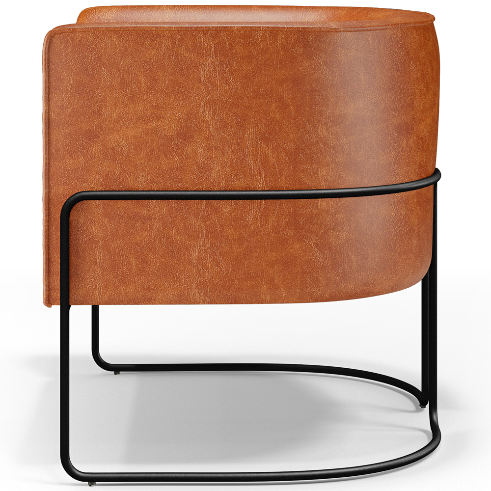 Poltrona Para Sala De Estar Decorativa Fixa Base Aço Preto Betina D02 Couríssimo Camel - Lyam