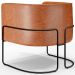 Poltrona Para Sala De Estar Decorativa Fixa Base Aço Preto Betina D02 Couríssimo Camel - Lyam