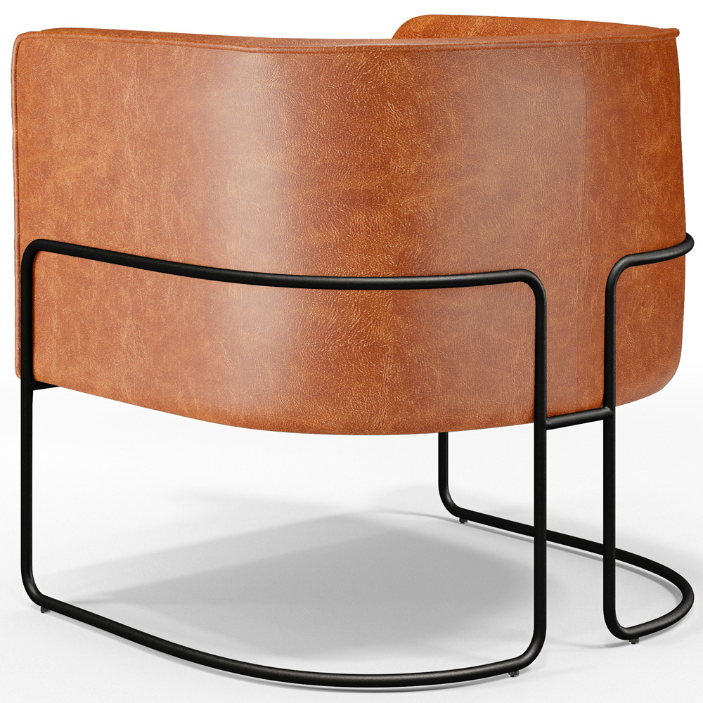Poltrona Para Sala De Estar Decorativa Fixa Base Aço Preto Betina D02 Couríssimo Camel - Lyam
