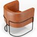 Poltrona Para Sala De Estar Decorativa Fixa Base Aço Preto Betina D02 Couríssimo Camel - Lyam