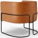 Poltrona Para Sala De Estar Decorativa Fixa Base Aço Preto Betina D02 Couríssimo Whisky - Lyam